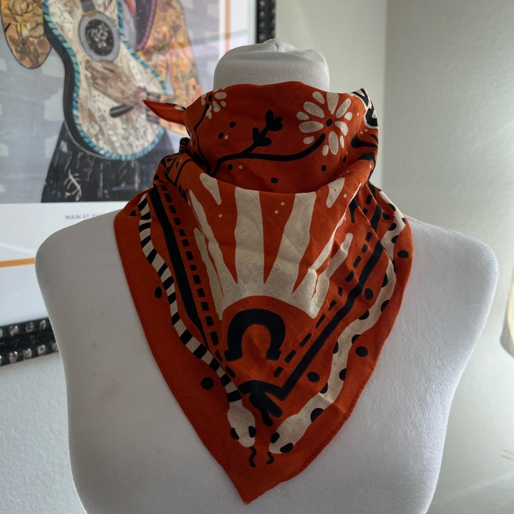 Bandana Scarf Rodeo Western Theme Orange Black